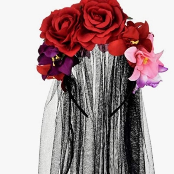 Frida Kahlo Mexican Flower Crown Headband Halloween Party Costume Dia de Los Mue - Picture 9 of 9